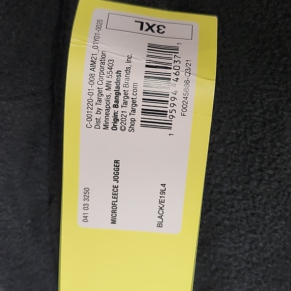 NWT All in Motion Men's Microfleece Black Jogger Pants Size 3XL Pockets - Picture 3 of 10